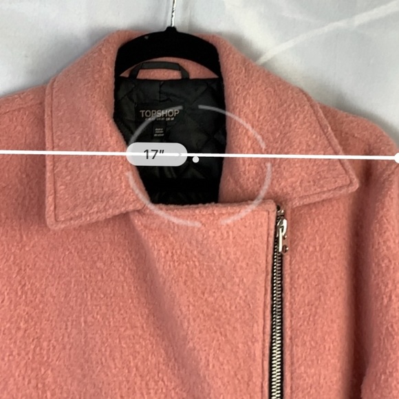 Topshop Wool Moto Jacket Pink Blend Winter Coat 10 - Picture 11 of 13